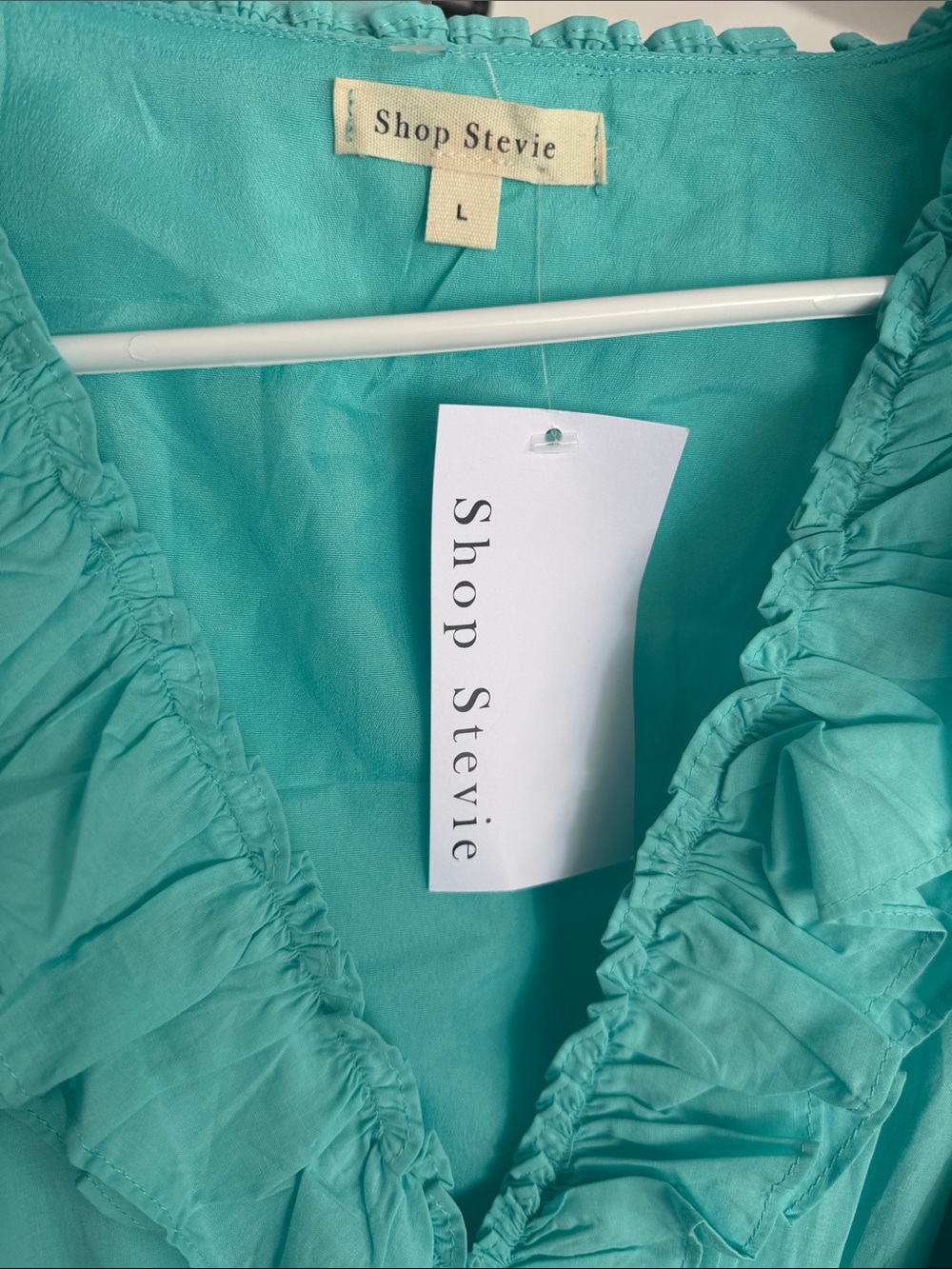 Shop Stevie Killara Ruffle Dress Women’s Large Nwt True Wrap Tiered Puff Sleeve — image 5 of 7